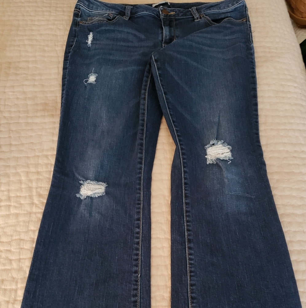 New York and Company Distressed Bootcut Jeans